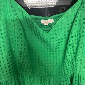 Free People Green Textured Blouse